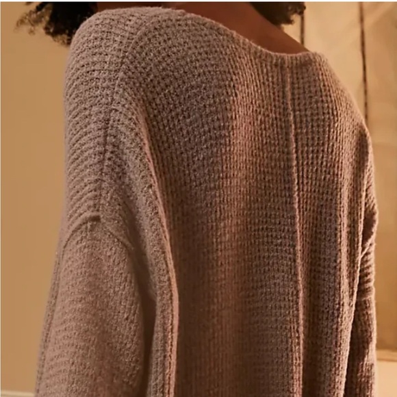 Perfect Free People C.O.M.F.Y. Pullover camel tan waffle V-neck Sweater - Picture 3 of 11
